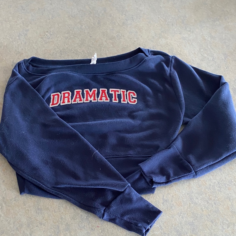 Rue21 Navy Crewneck Sweatshirt with Red 'DRAMATIC' Lettering